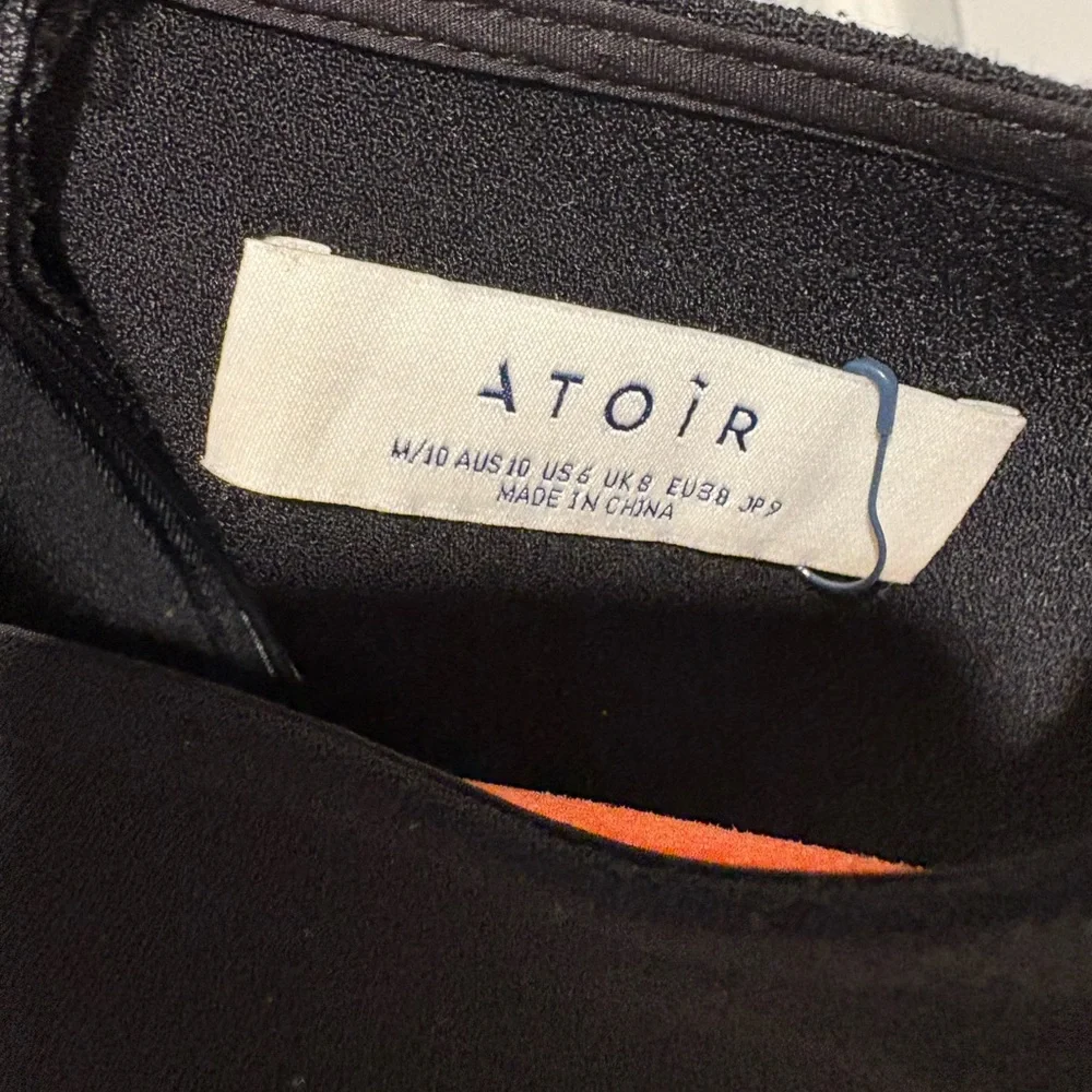 Atoir Reformation Jana Bow Dress Size 6 Slit Black and Cream Black Tie Formal - Picture 6 of 14